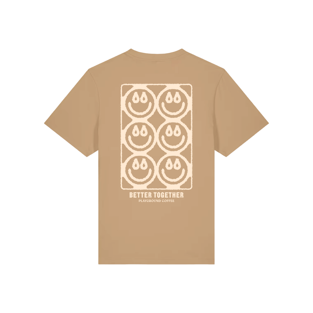 Fairtrade T-Shirt Better Together Latte Smiley Siebdruck Playground Coffee Kaffeeroesterei Hamburg St.Pauli 