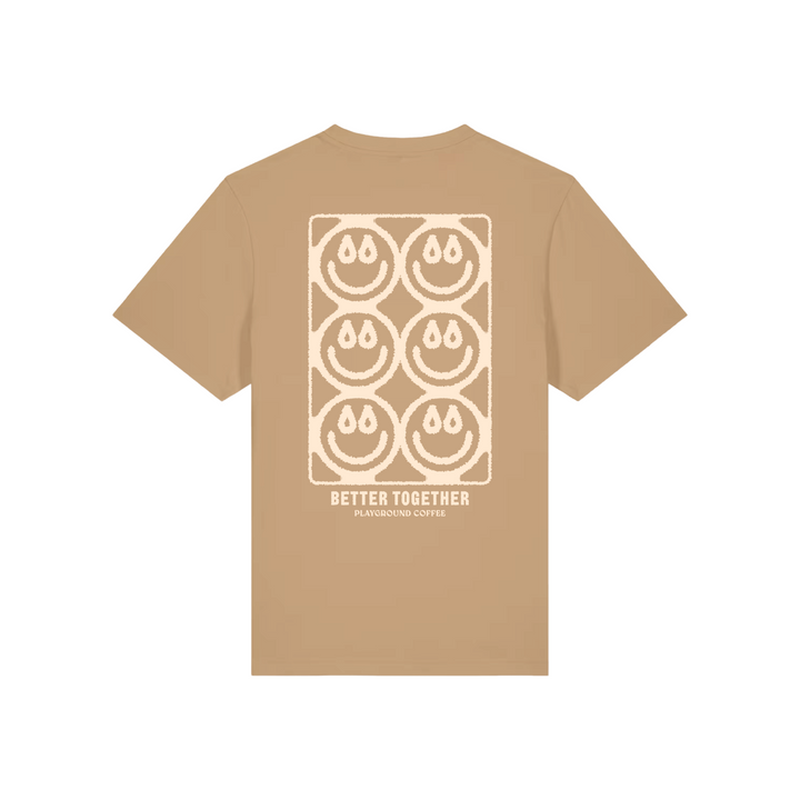 Fairtrade T-Shirt Better Together Latte Smiley Siebdruck Playground Coffee Kaffeeroesterei Hamburg St.Pauli 